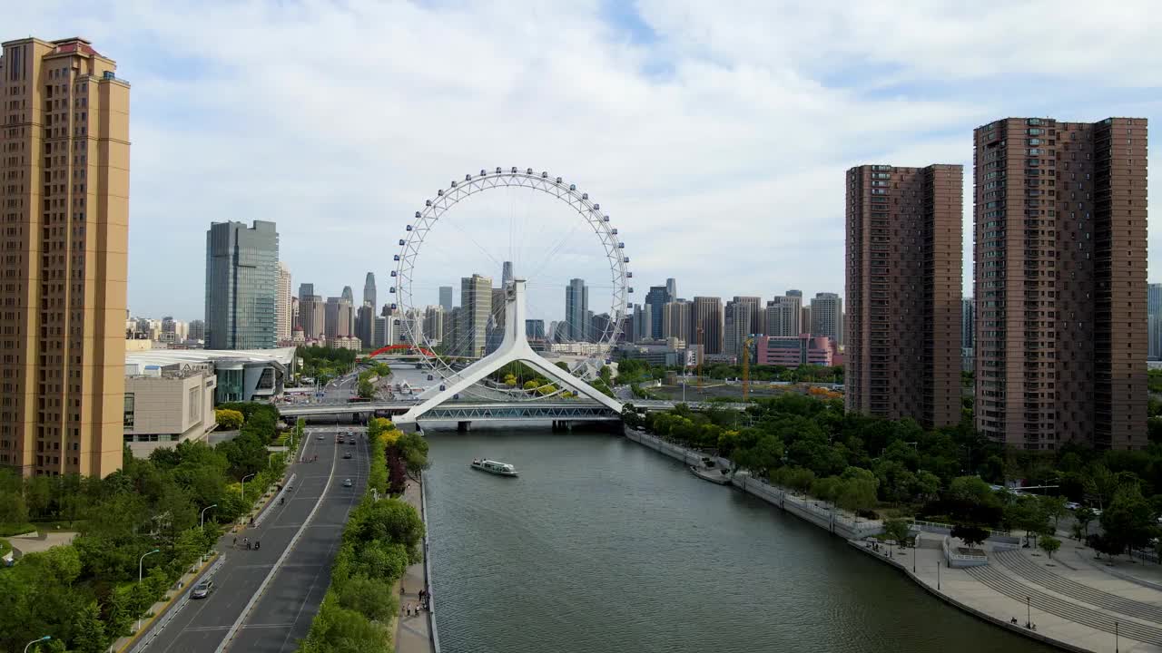 天津城市景观航拍视频素材