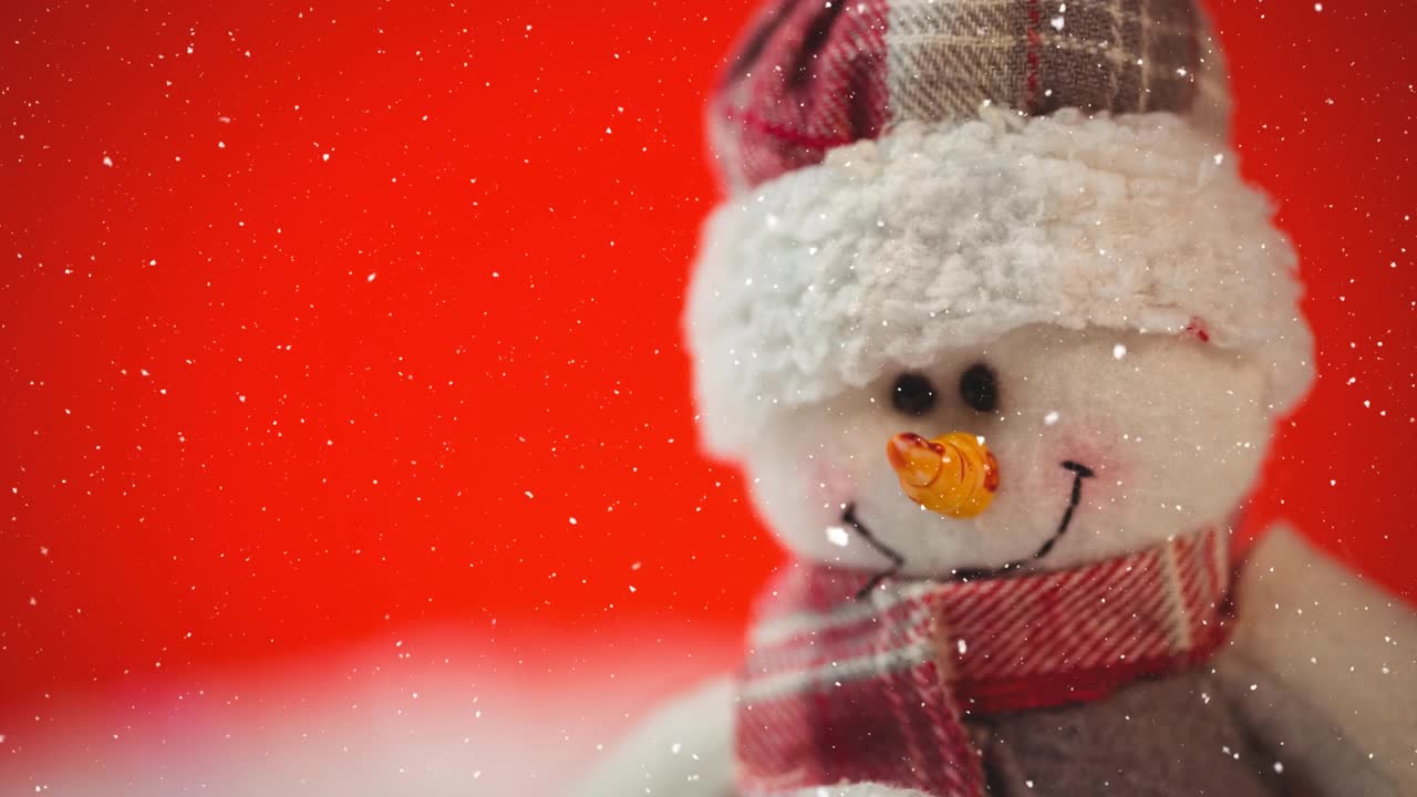 雪花飘落在圣诞装饰上的动画视频素材