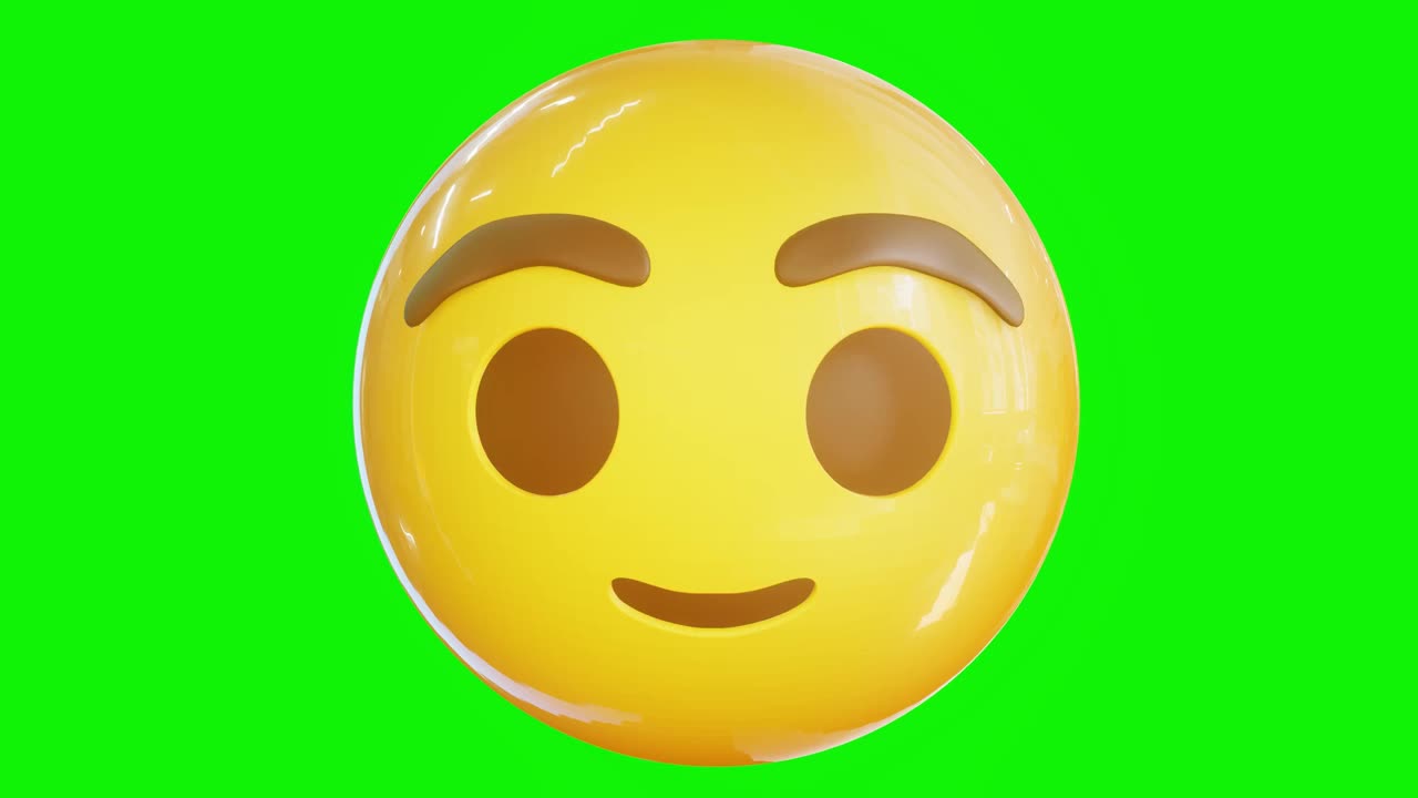 动画脸红emoji。表情符号股票视频。3 d渲染。无缝loopable。孤立的背景绿色屏幕。视频素材