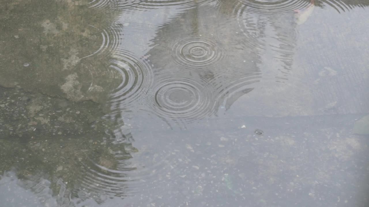 慢高清雨落在路上。视频素材