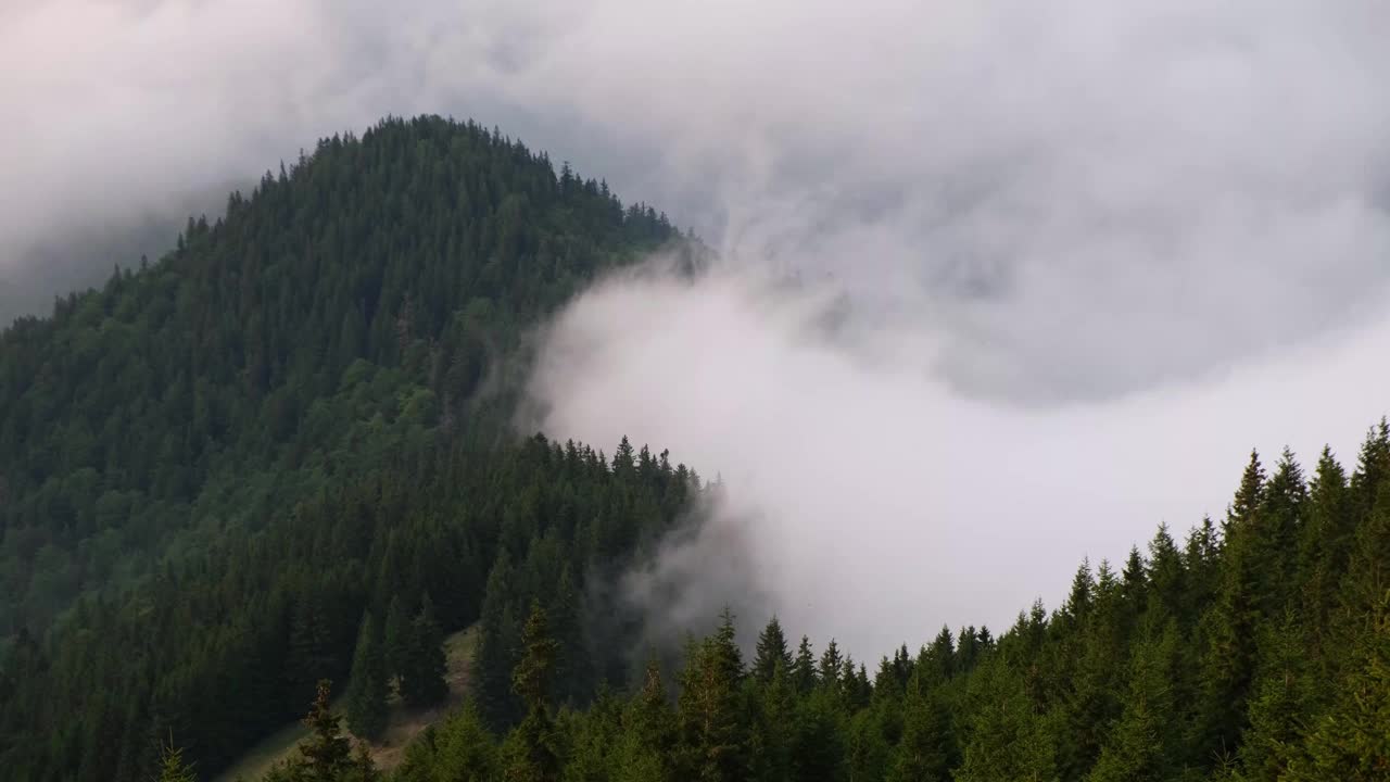 4k剪辑与Fagaras山云景风景在夏末视频素材