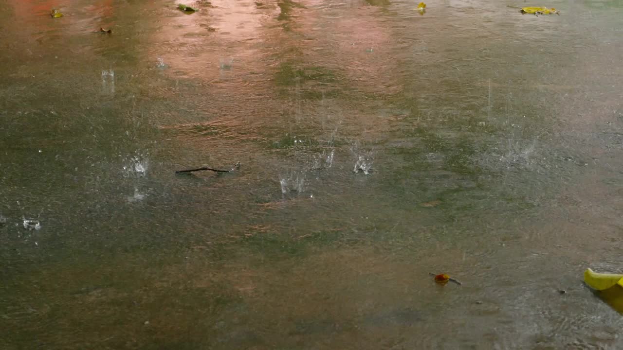 路上有大雨/雨路视频素材