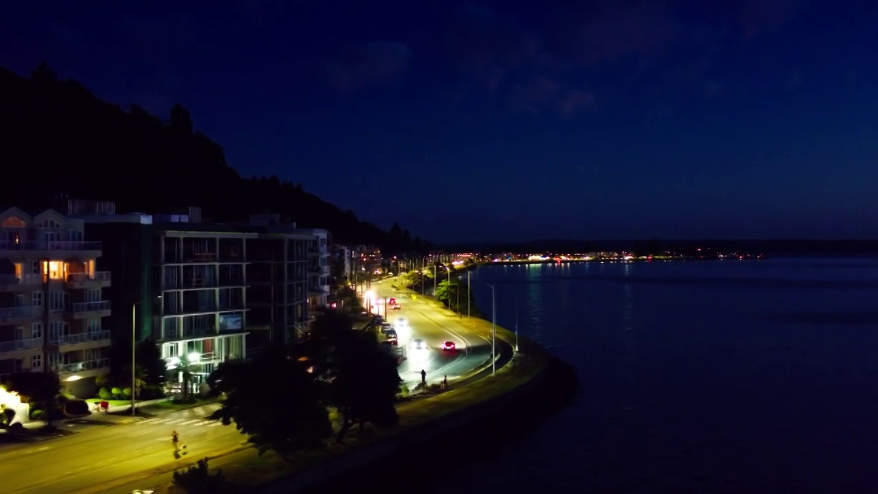 阿尔基大道，西雅图西部的夜景视频素材