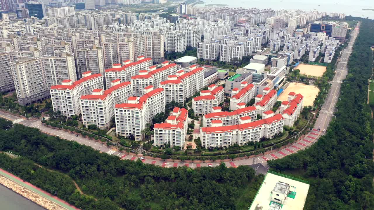 韩国釜山江西区明志海洋城(住宅区)公寓视频素材