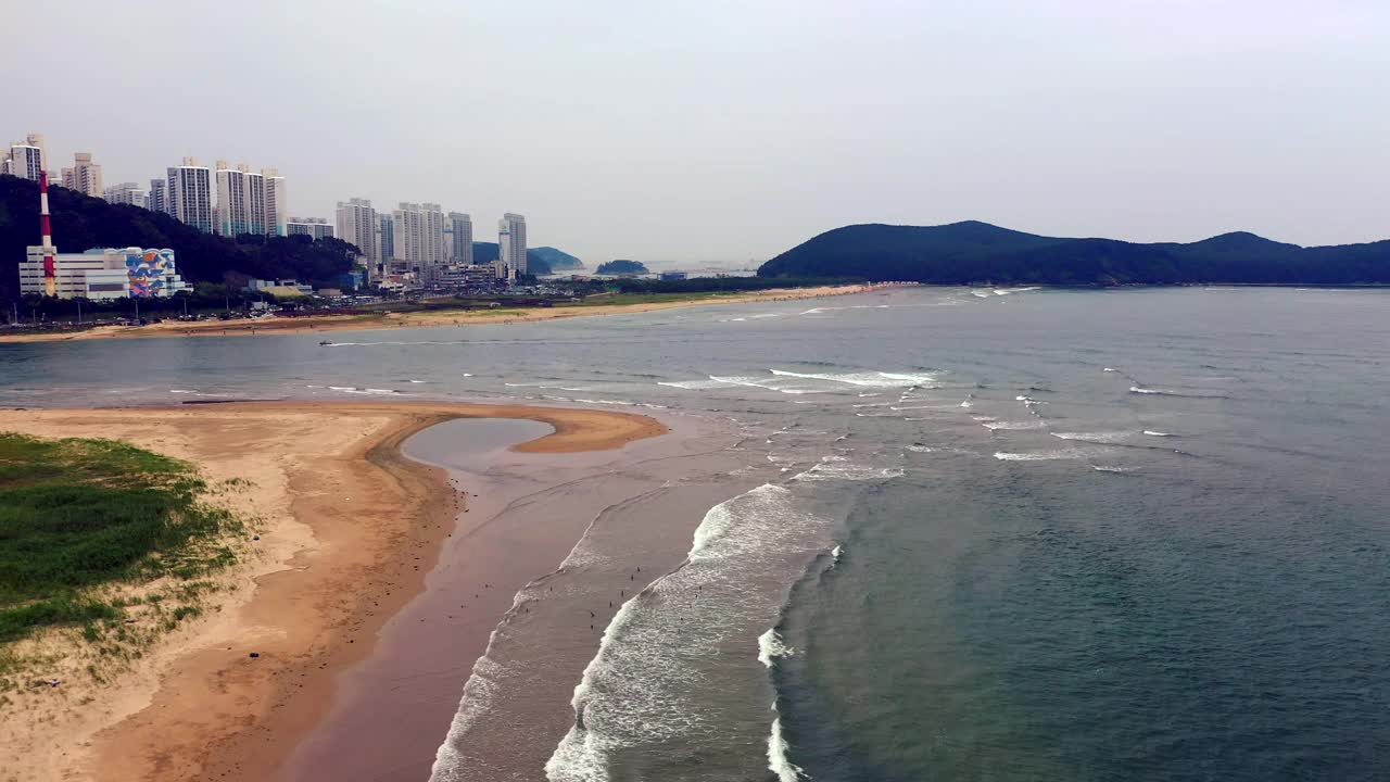 韩国釜山沙下区大浦海滩视频素材