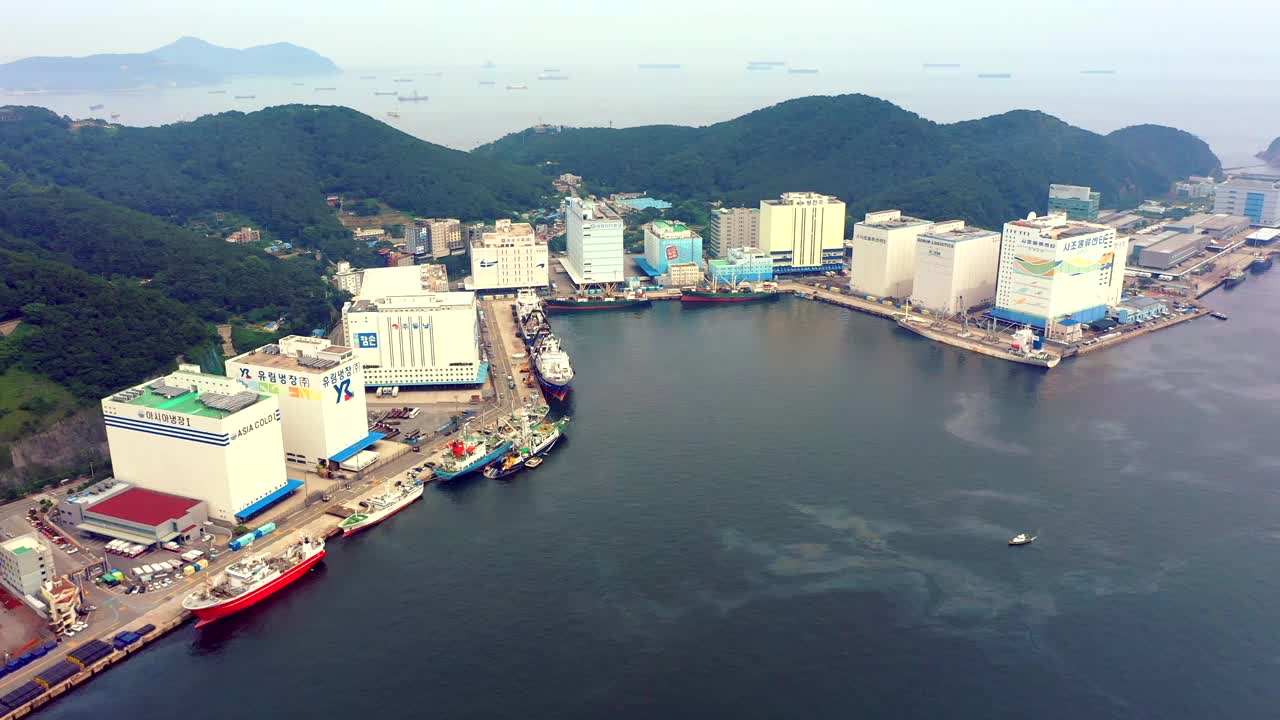 韩国釜山沙下区甘川港冷藏库视频素材