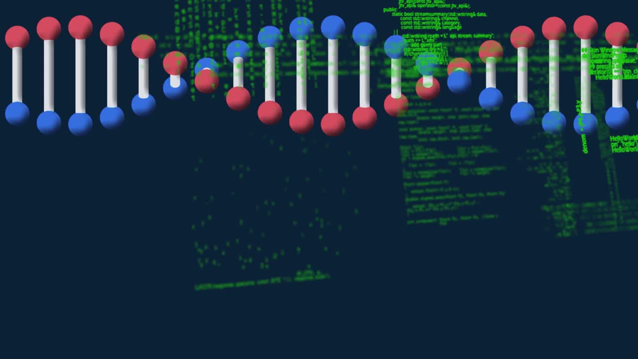 在海军背景上的数据处理dna链和连接网络的动画视频素材