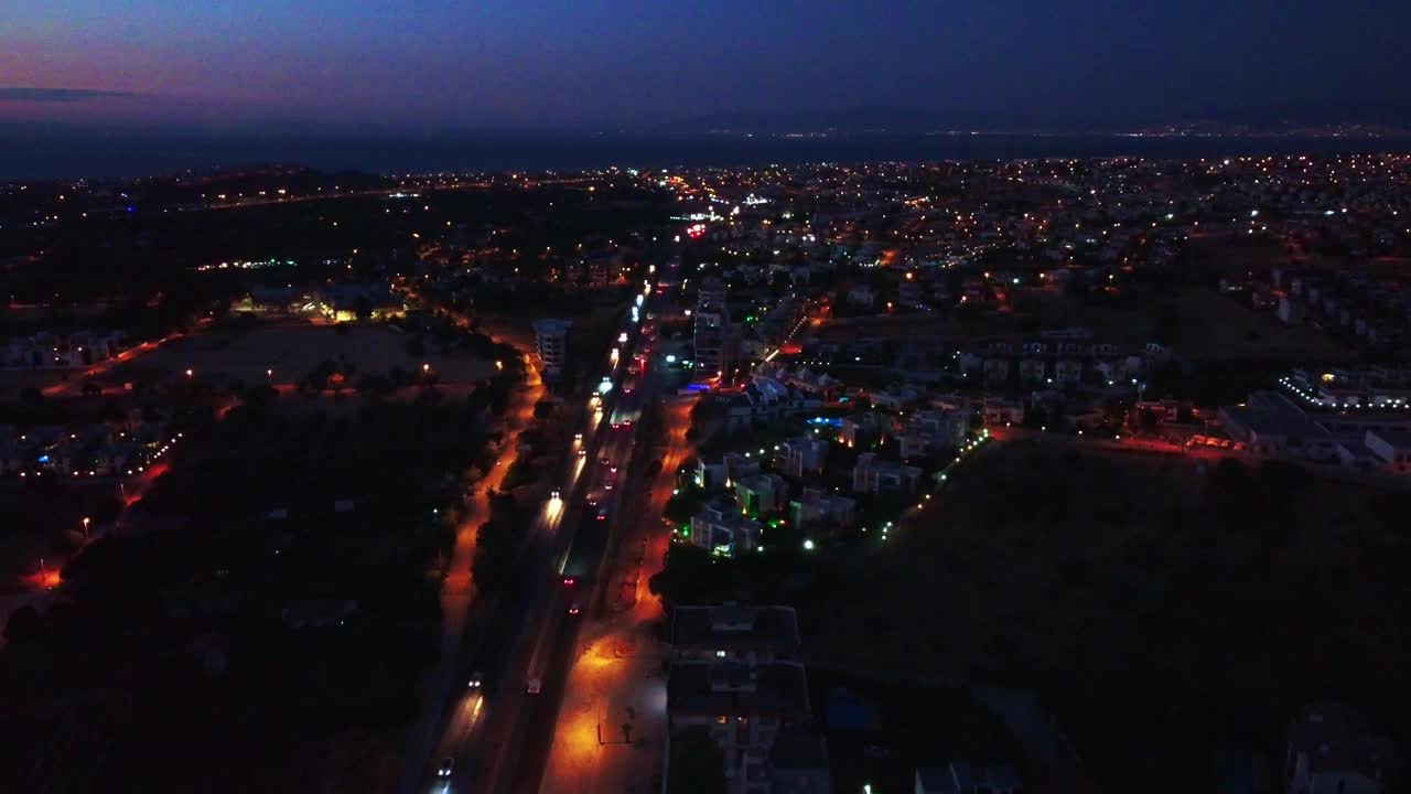 Güzelbahçe ızmir城市夜景鸟瞰图视频素材