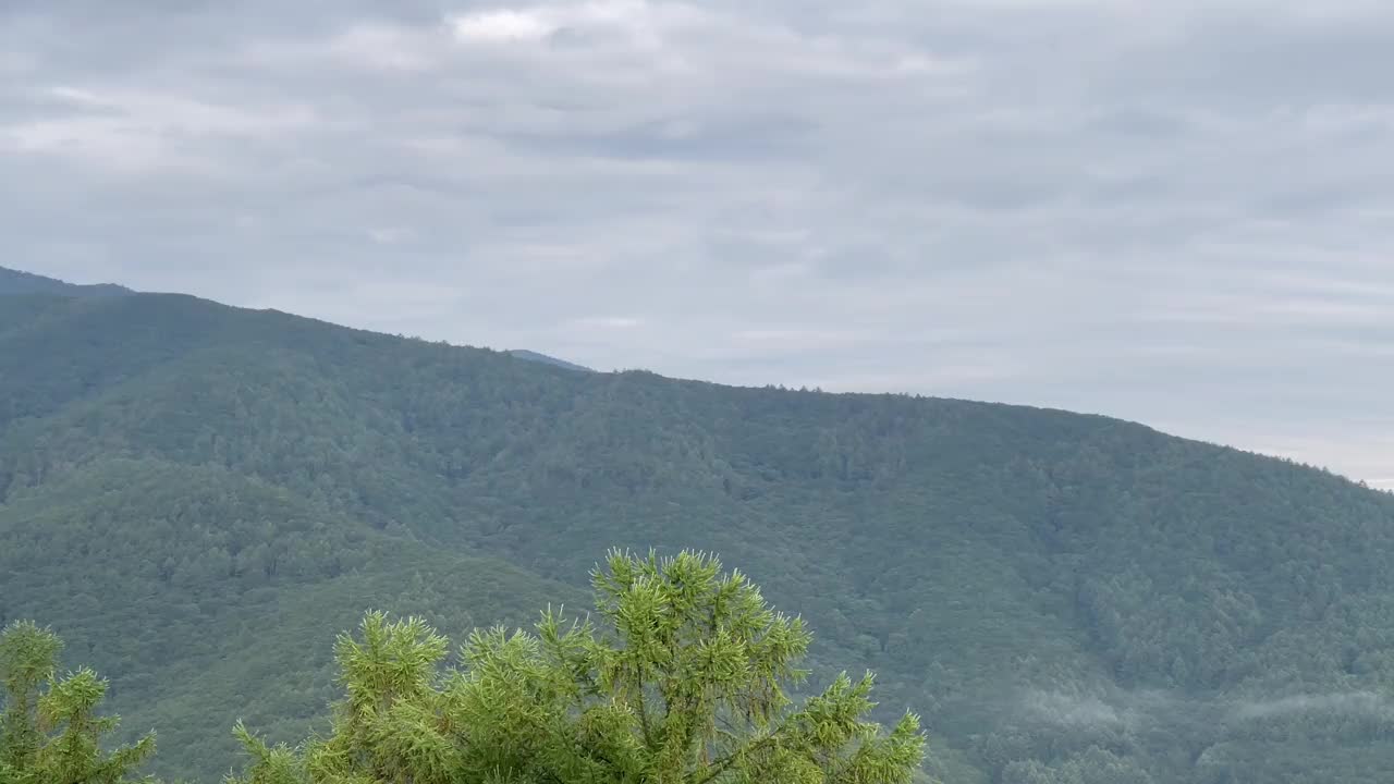 黎明时分云雾缭绕的美丽山景视频素材