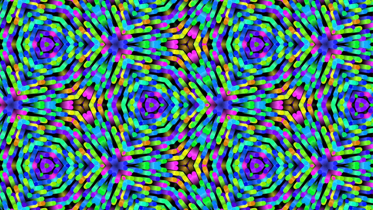 镜头定格运动图形插图曼荼罗背景几何万花筒形状抽象全彩视频素材