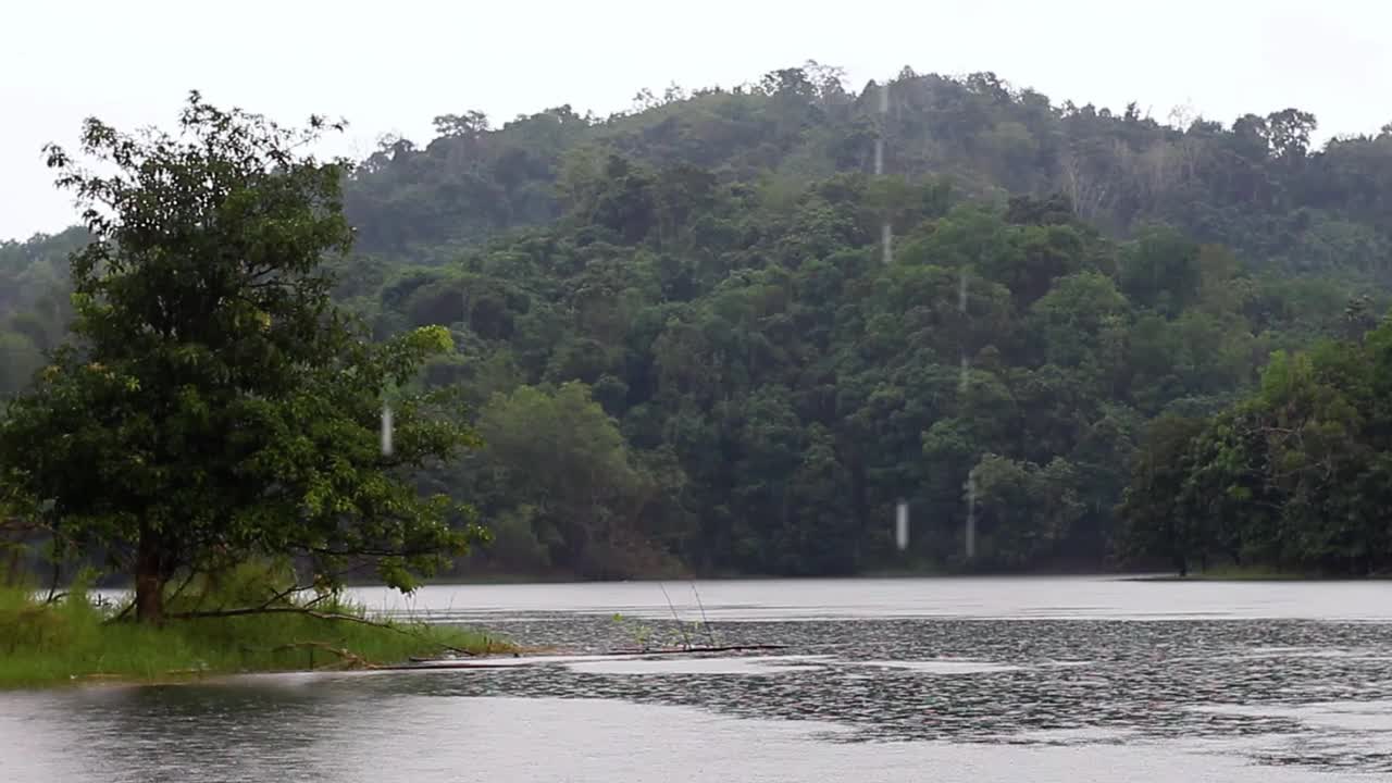 湖上多雨的气氛视频素材