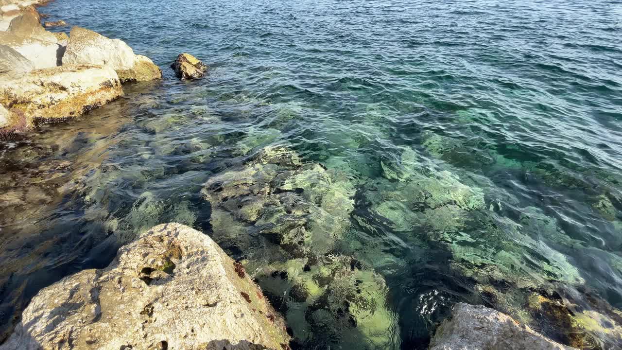 Seashore_waves和rocks_Salobreña西班牙视频素材