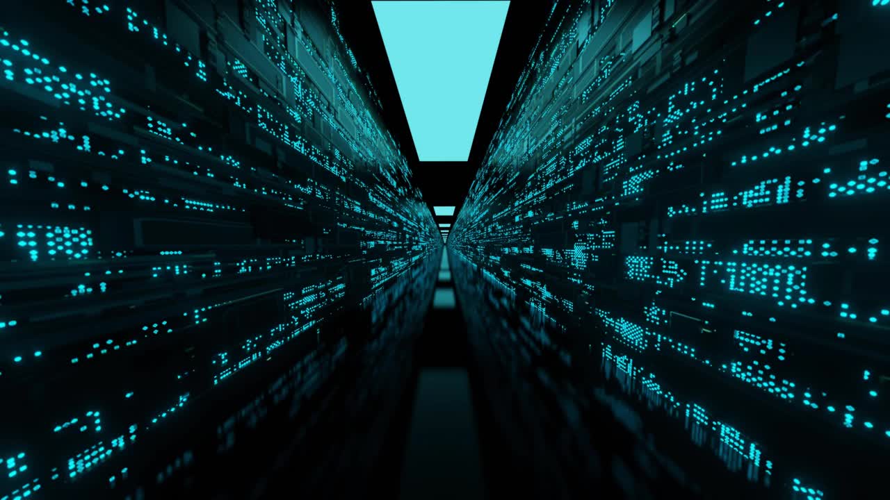 未来网络数据中心服务器和超级计算机背景3D渲染视频下载