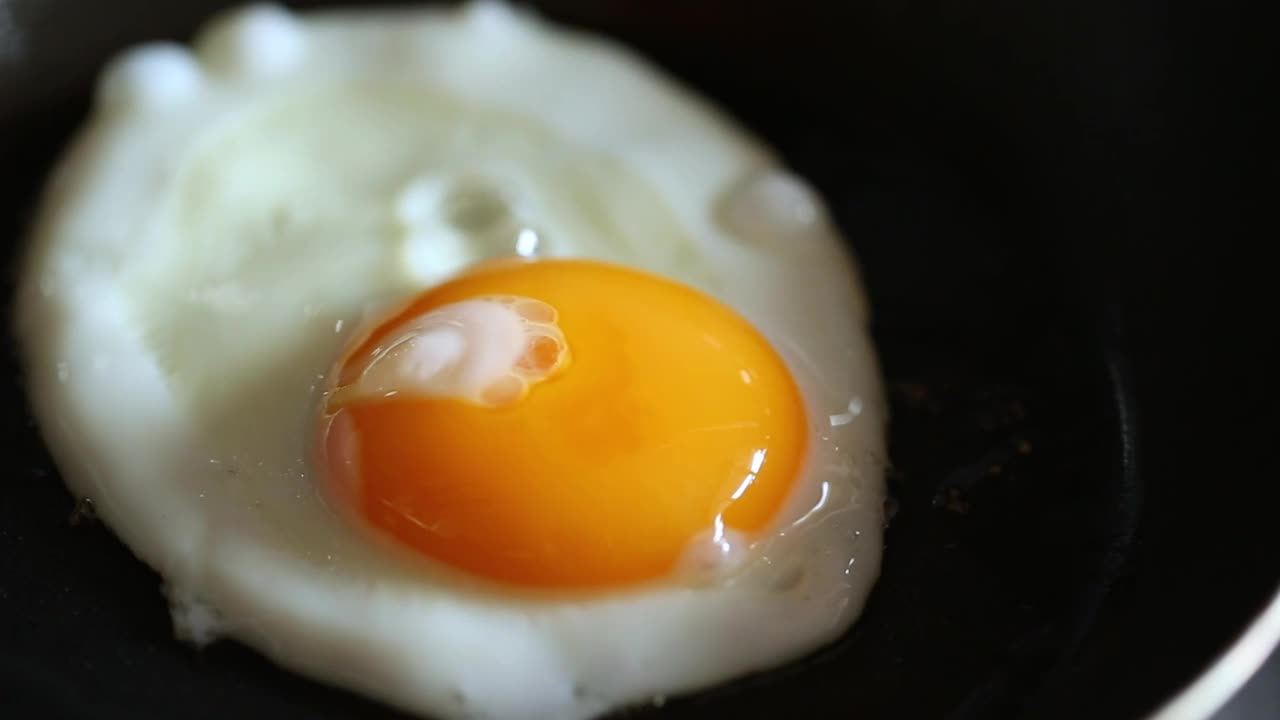 早餐用煎锅煎鸡蛋，关门视频下载