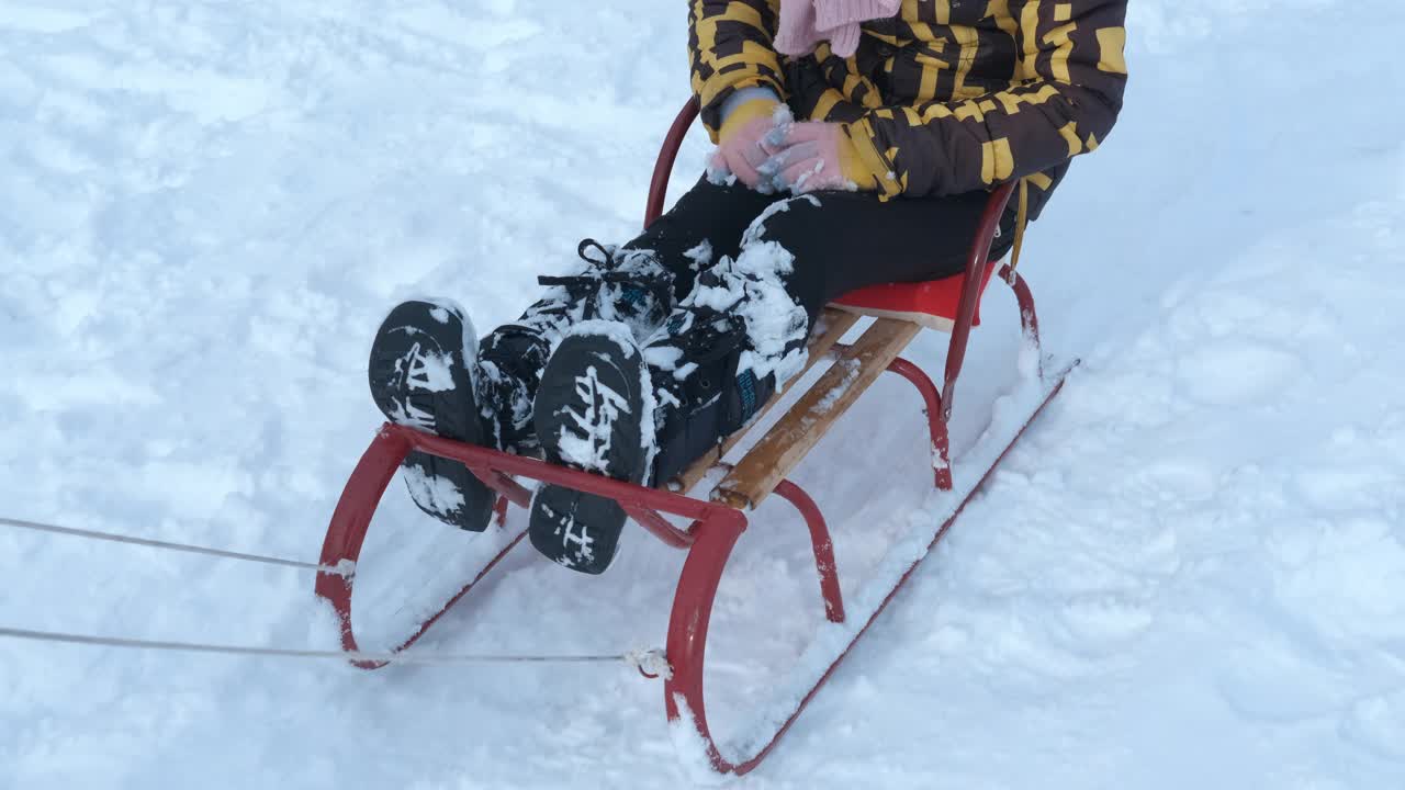 寒假里坐雪橇。视频素材