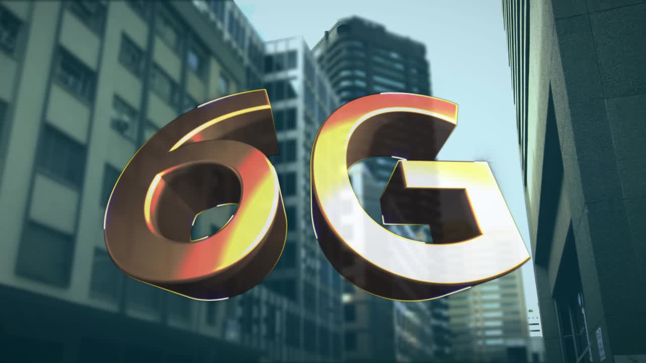 数据处理和城市景观的6g文本动画视频素材