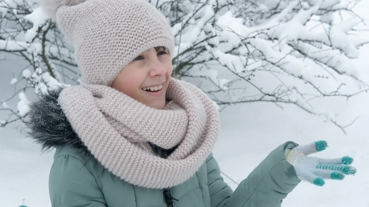 欢乐与雪花。视频素材