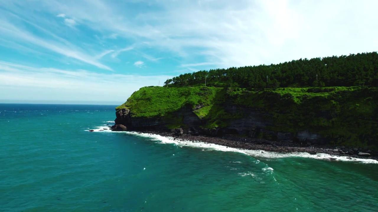 韩国济州岛松岳山/西归浦市松岳公园海景视频素材