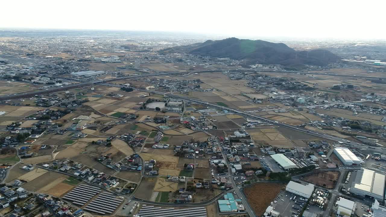 无人机空中飞行，Watarase河，群马县，日本视频素材