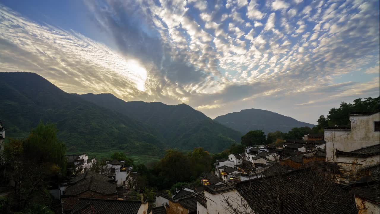 晚霞红晕-石滩村晚霞视频下载