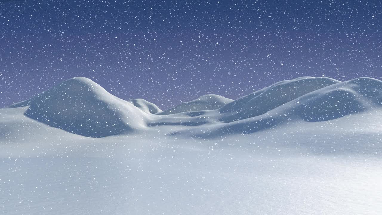 雪落在圣诞老人的雪橇驯鹿拉在冬季景观视频素材