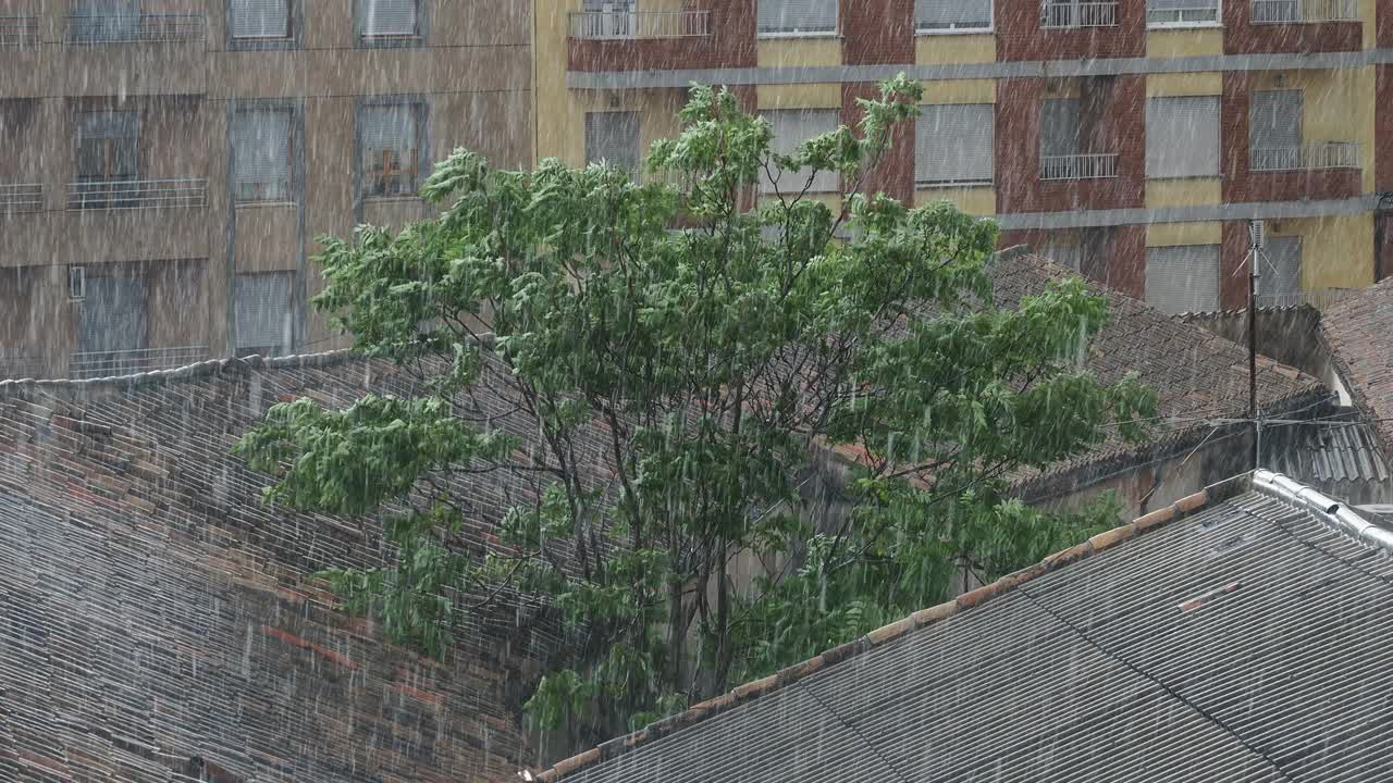 城市里风雨交加。视频素材