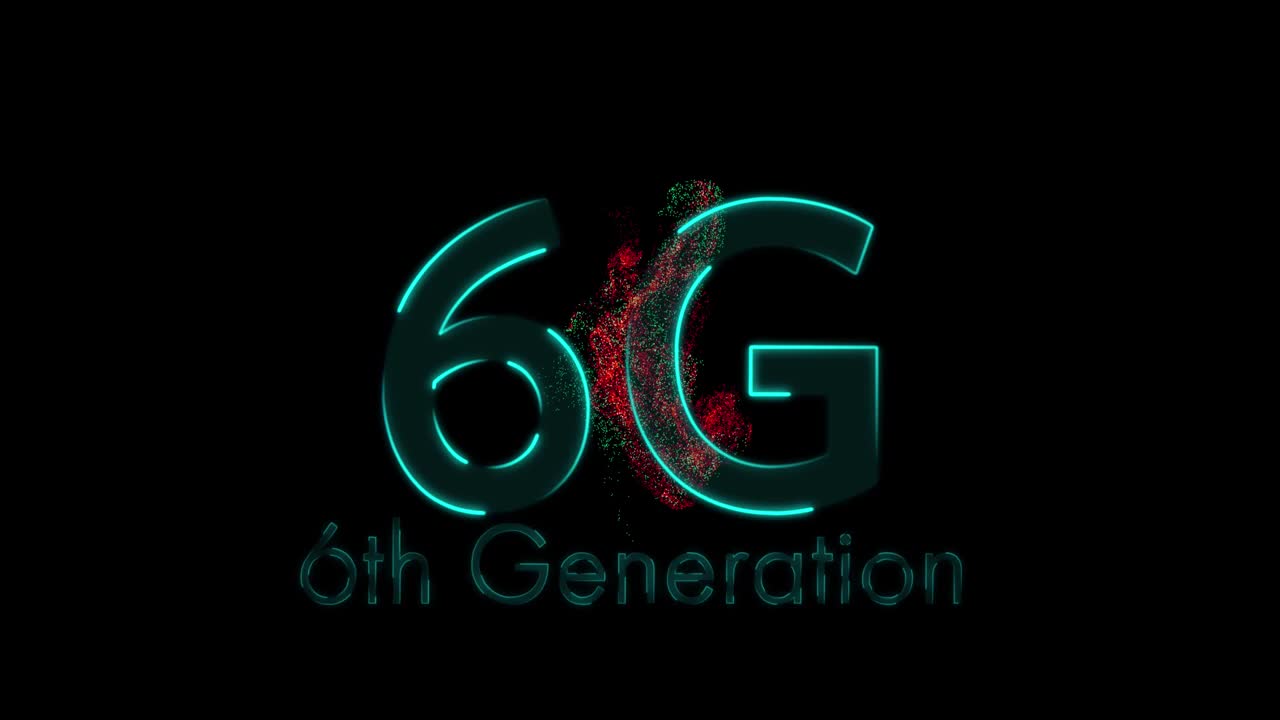 在发光的移动波上的6g文本动画视频素材