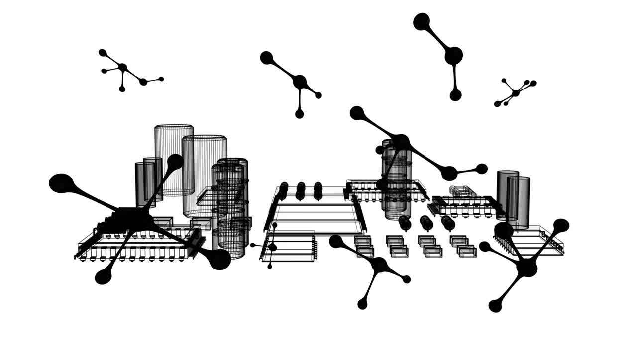 分子在计算机处理器上旋转的动画视频素材