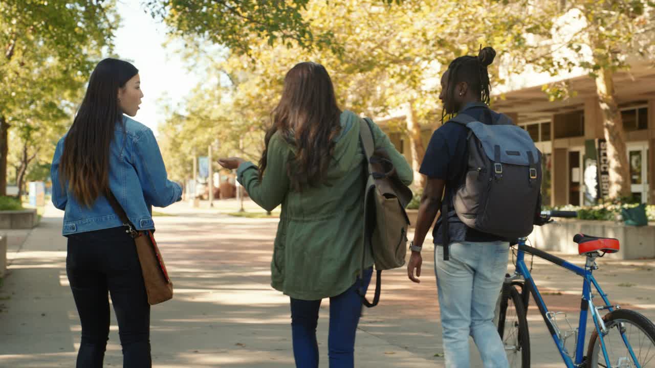 校园里各种各样的大学生群体视频素材