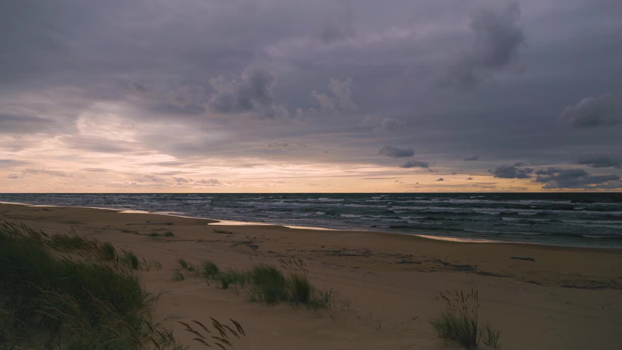 在波罗的海的沙丘和风筝冲浪视频素材