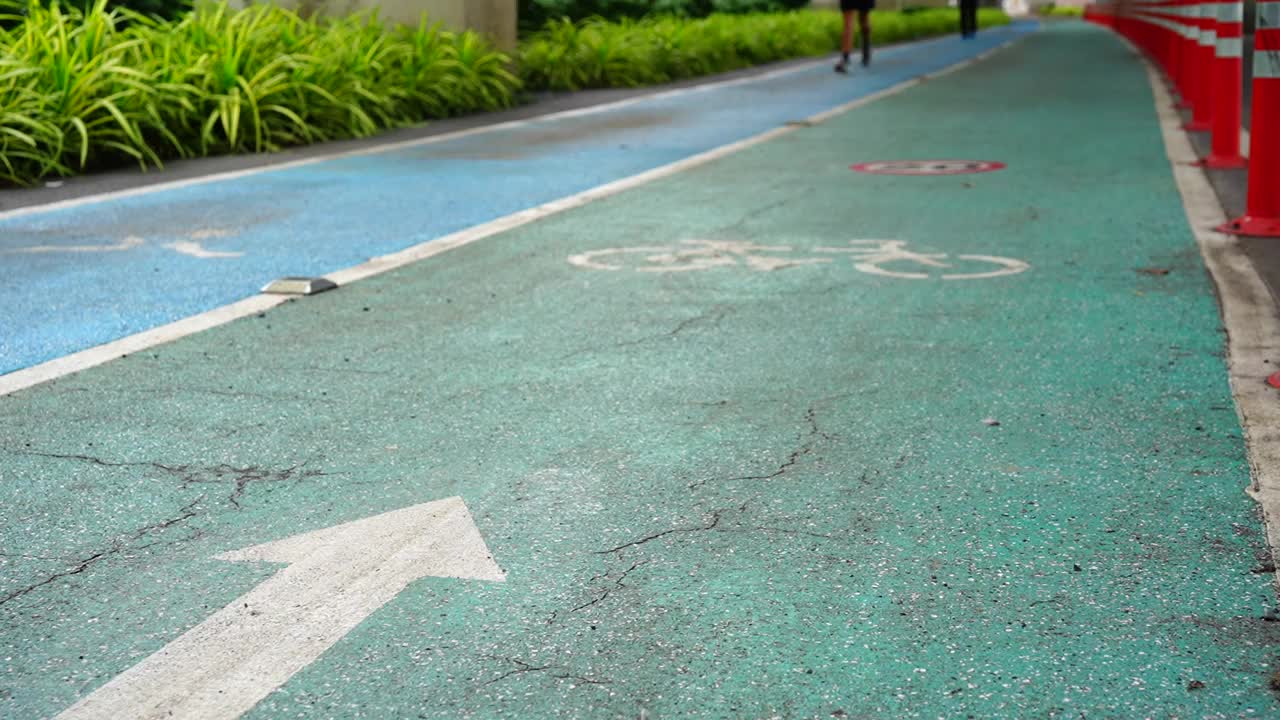 在花园的跑道上奔跑的男人视频素材