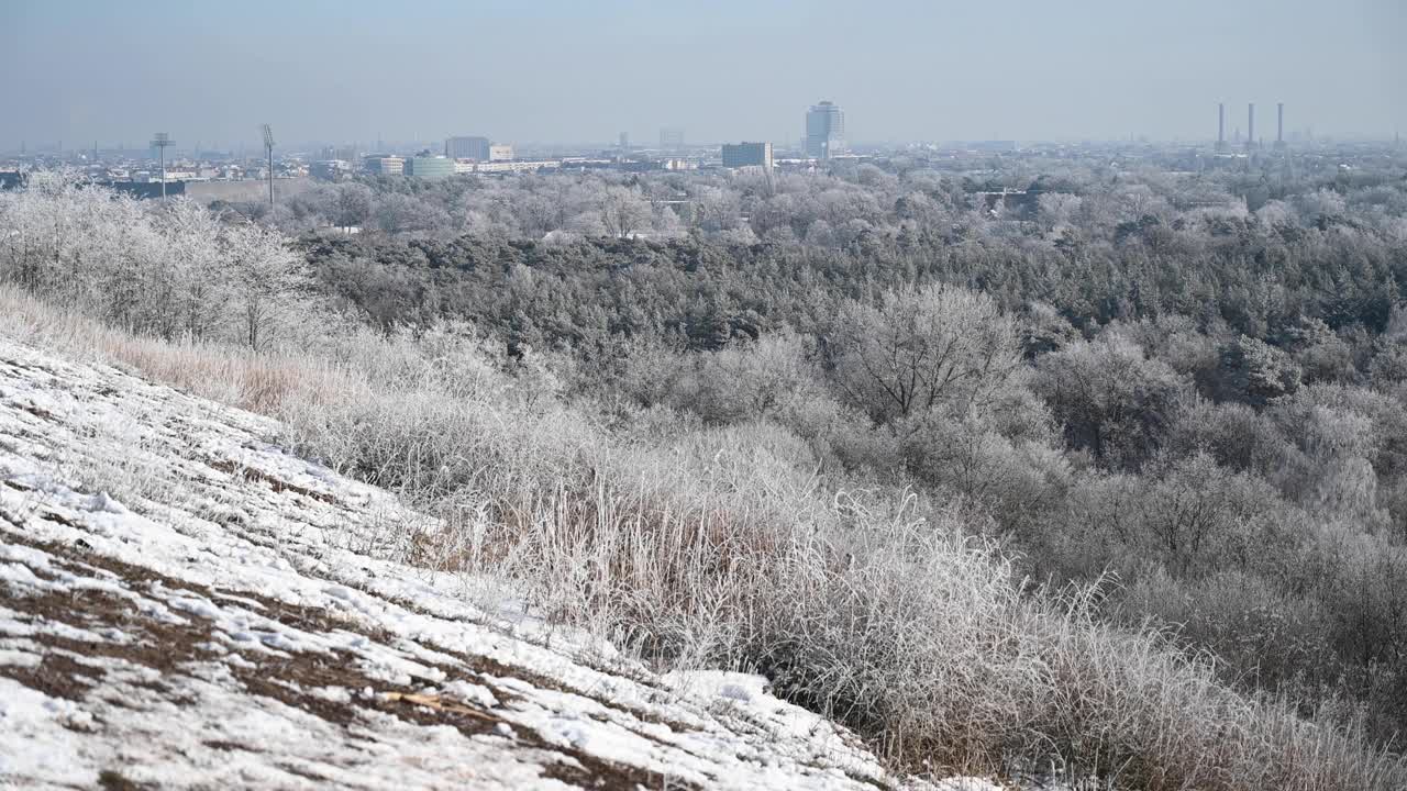 雪天柏林的全景。视频素材