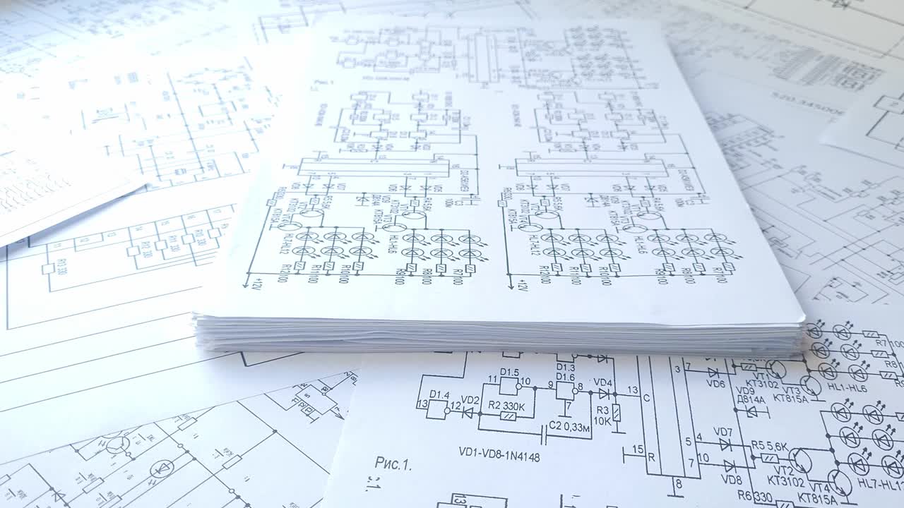 电气工程图纸视频素材