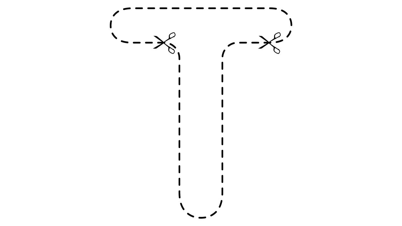 信。剪刀字的酷动态动画。虚线。4K动画与阿尔法频道为网站，广告和游戏。视频素材