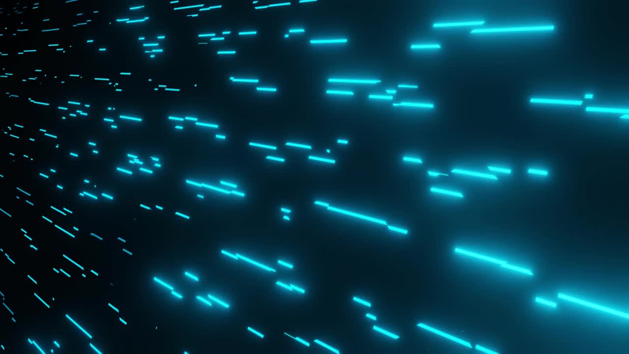 未来蓝色发光的霓虹灯线空间背景3D渲染视频素材