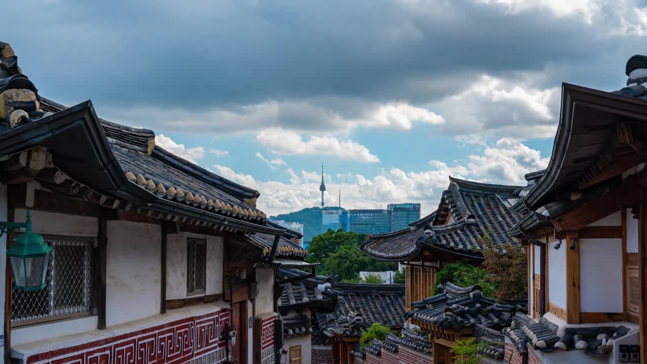 韩国首尔北村韩屋村阴天视频素材