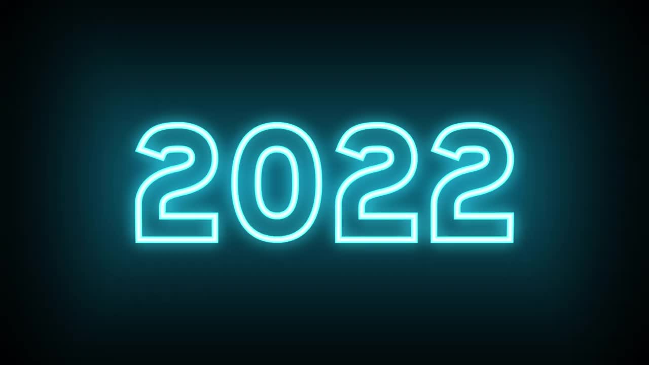 2022年，璀璨的霓虹灯象征着新的一年视频素材