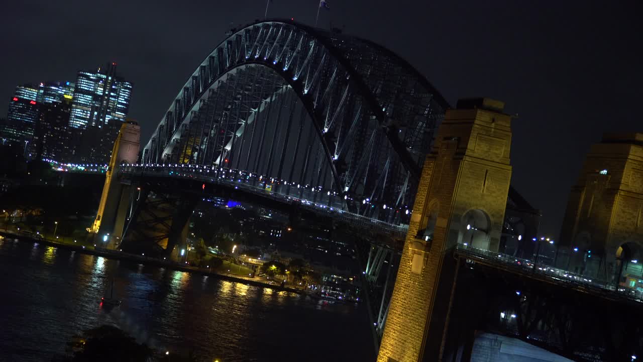 悉尼港大桥夜景照明钢结构视频素材