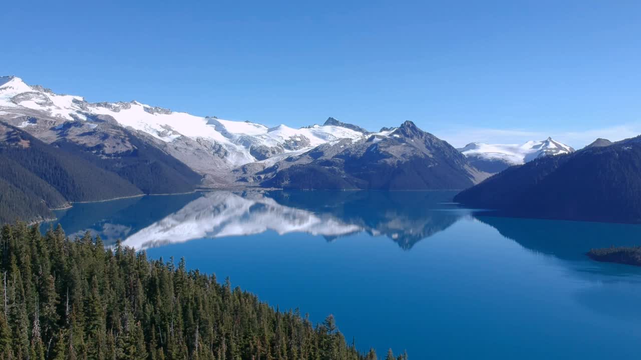 欣赏加里波第湖和有冰川的山脉视频素材