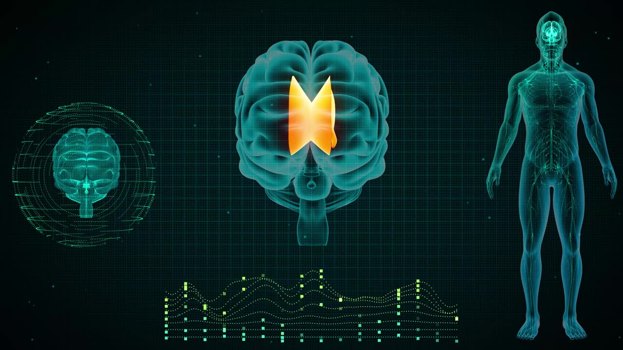 人脑中枢神经系统三维图解视频素材