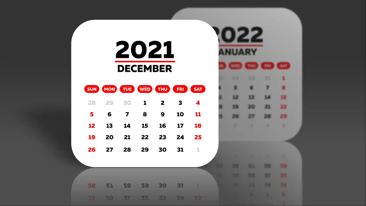 照相机将2021年日历12月页上的圣诞节日期放大视频素材