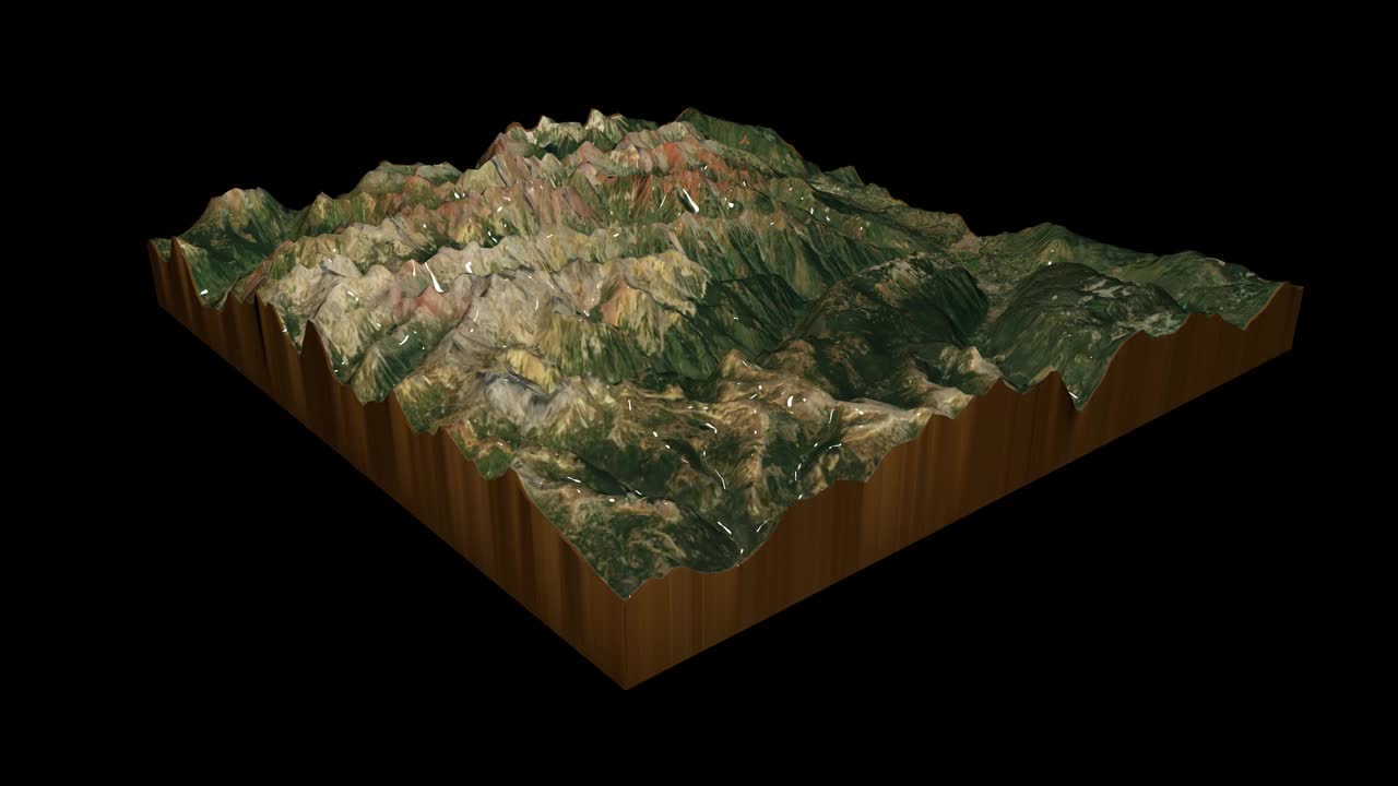 美国科罗拉多山脉地形地图3D渲染360度循环动画视频素材