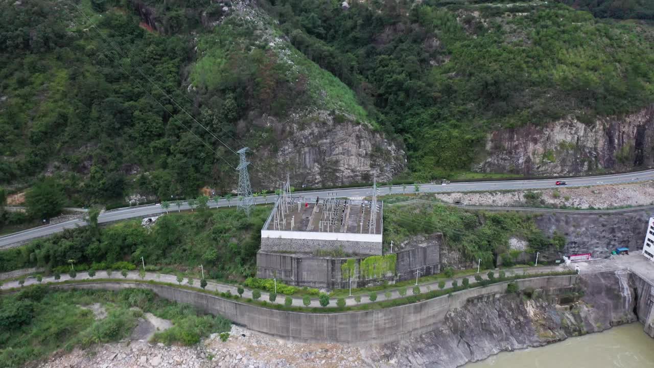 水电厂变电站鸟瞰图视频素材