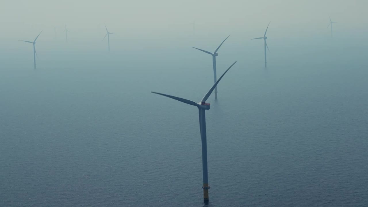 北海空中海上风电场视频素材