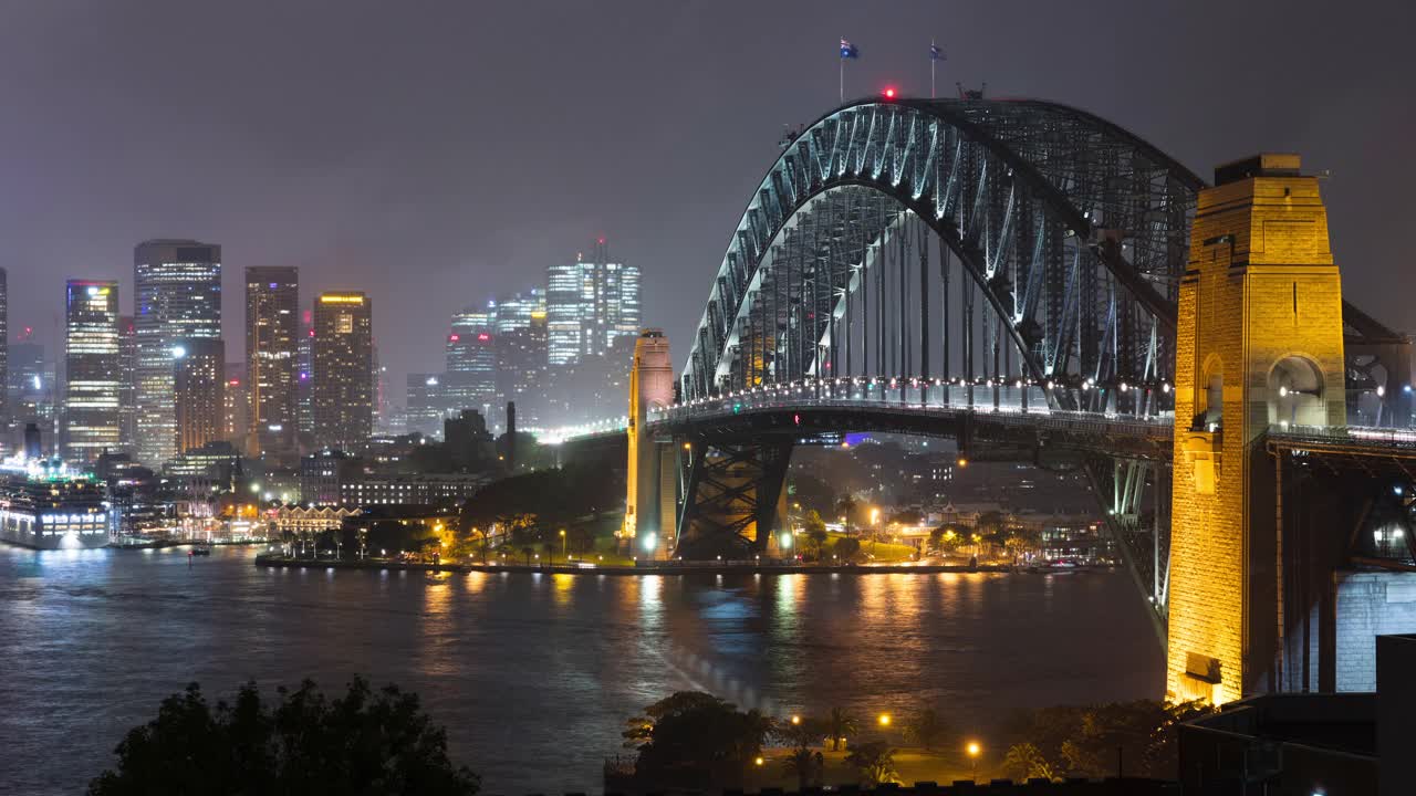 悉尼海港大桥的夜景视频素材