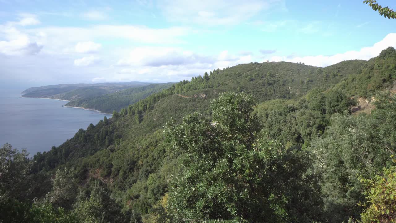 Moung Athos半岛全景，希腊视频素材