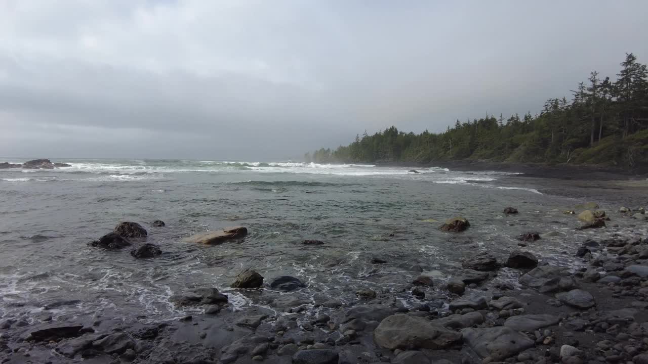 温哥华岛太平洋一侧的巨浪视频素材