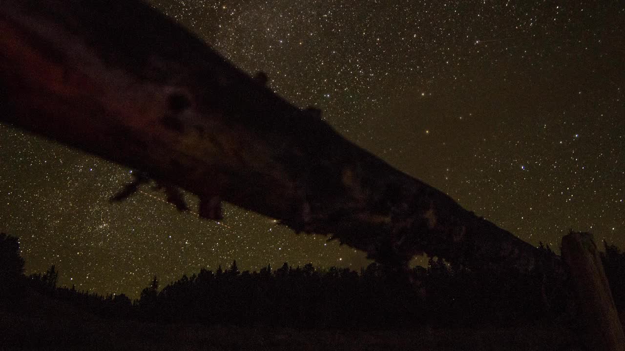 时间流逝倾斜在森林的夜晚闪闪发光的天空美丽的镜头-克里德，科罗拉多州视频素材