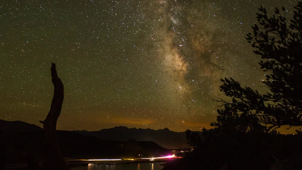 时间流逝锁定美丽的湖在星空下的山- Ridgway，科罗拉多州视频素材