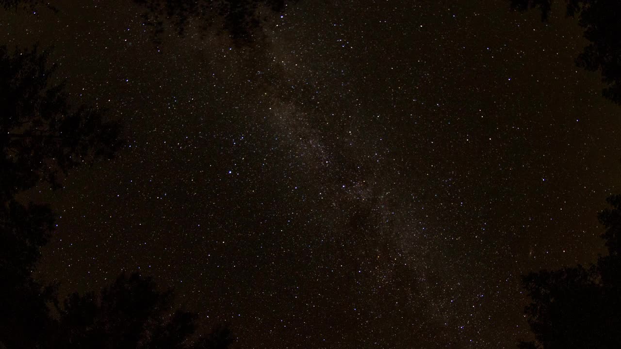 树木上方天空中明亮的月亮和星星的美丽景色-科罗拉多州特柳赖德视频素材